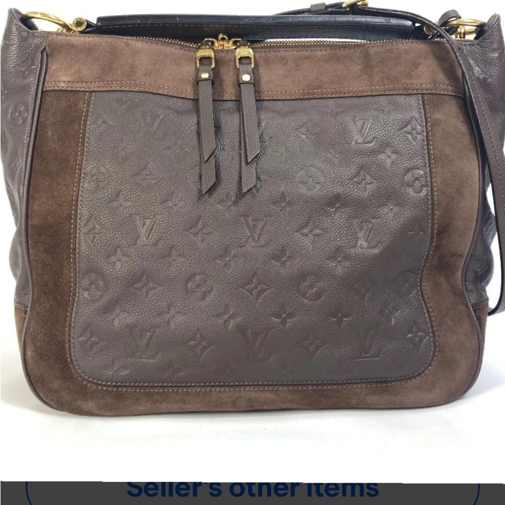 Louis Vuitton Dark Brown Embossed Leather Bag